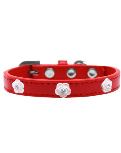 Light Pink Rose Widget Dog Collar Red Size 10