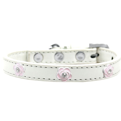 Light Pink Rose Widget Dog Collar White Size 10