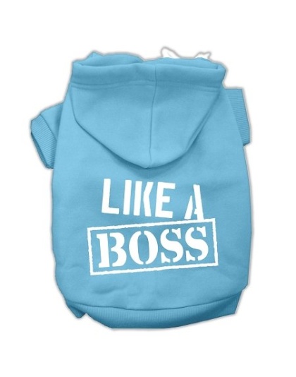 Like a Boss Screen Print Pet Hoodies Baby Blue Size Lg