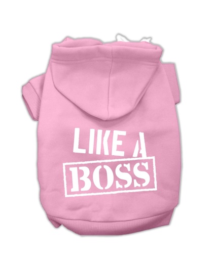 Like a Boss Screen Print Pet Hoodies Light Pink Size Lg