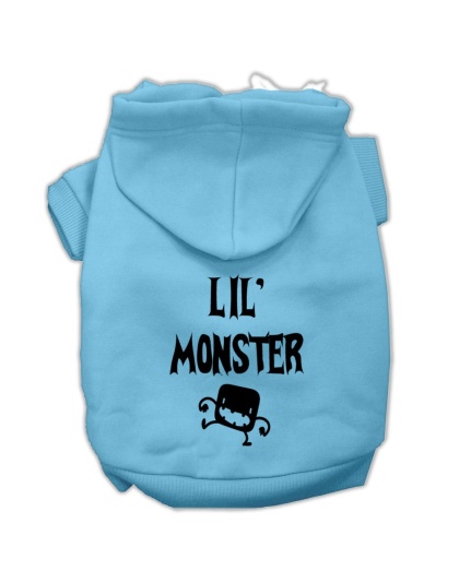 Lil Monster Screen Print Pet Hoodies Baby Blue Size Lg