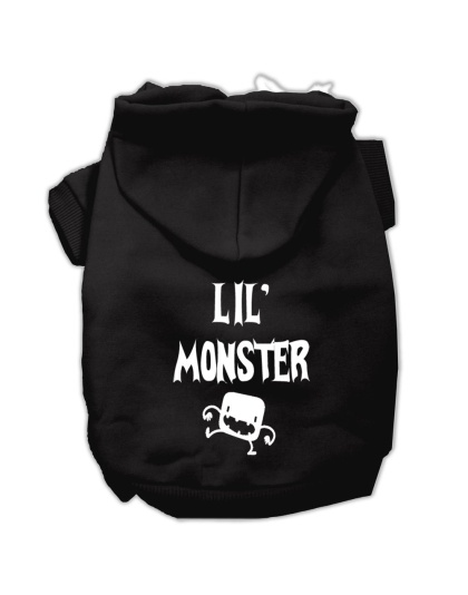 Lil Monster Screen Print Pet Hoodies Black Size Lg