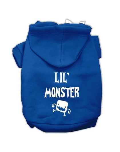 Lil Monster Screen Print Pet Hoodies Blue Size Lg