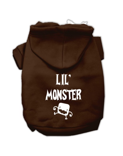 Lil Monster Screen Print Pet Hoodies Brown Size Lg