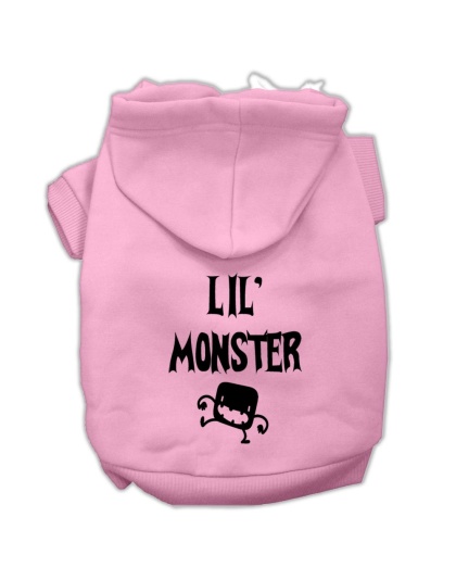 Lil Monster Screen Print Pet Hoodies Pink Size Lg