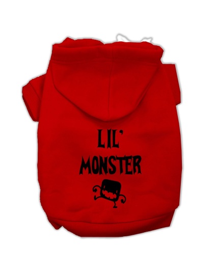 Lil Monster Screen Print Pet Hoodies Red Size Lg