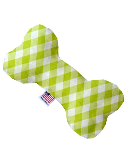 Lime Green Plaid 10 inch Canvas Bone Dog Toy