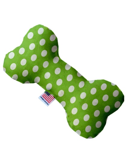 Lime Green Swiss Dots 10 Inch Canvas Bone Dog Toy