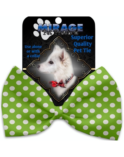 Lime Green Swiss Dots Pet Bow Tie