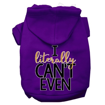 Literally Can't Even Screen Print Dog Hoodie Purple L