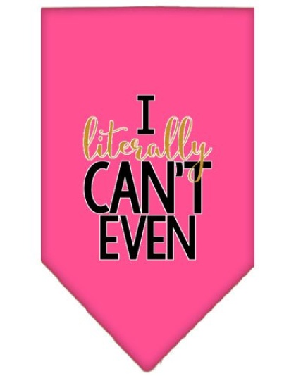 Literally Can't Even Screen Print Pet Bandana Bright Pink Large