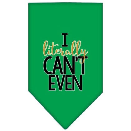 Literally Can't Even Screen Print Pet Bandana Emerald Green Large