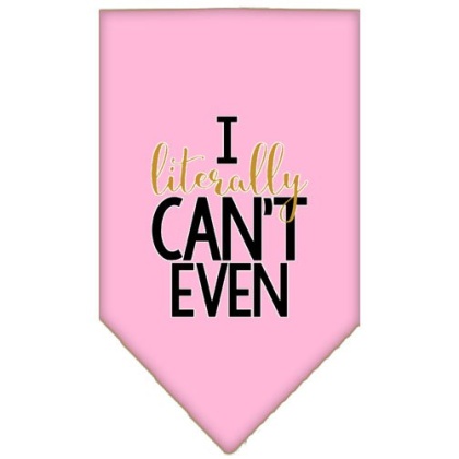 Literally Can't Even Screen Print Pet Bandana Light Pink Large