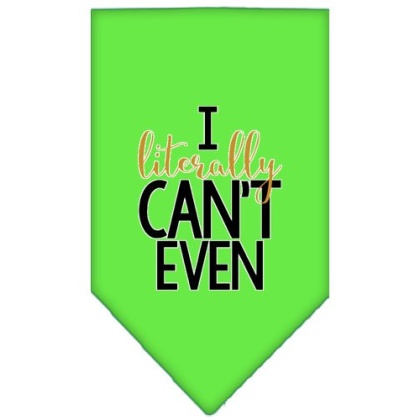 Literally Can't Even Screen Print Pet Bandana Lime Green Large