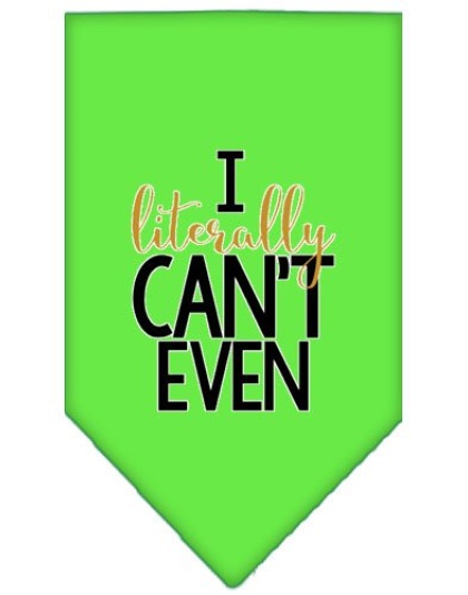 Literally Can't Even Screen Print Pet Bandana Lime Green Large