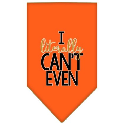 Literally Can't Even Screen Print Pet Bandana Orange Large