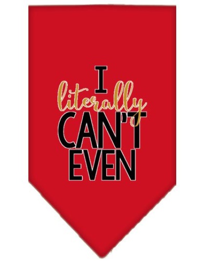 Literally Can't Even Screen Print Pet Bandana Red Large