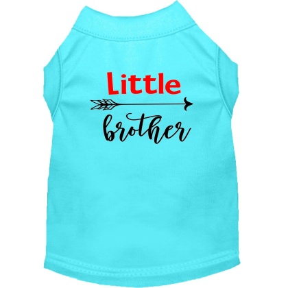 Little Brother Screen Print Dog Shirt Aqua Lg