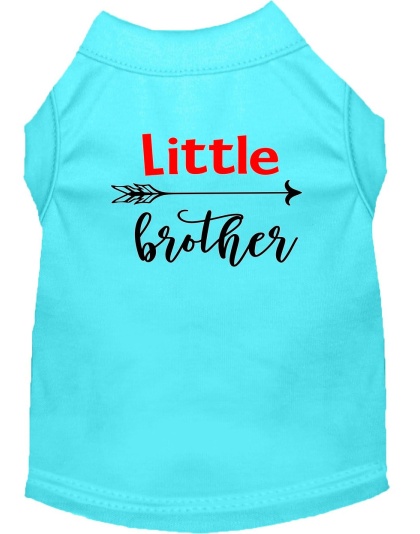 Little Brother Screen Print Dog Shirt Aqua Lg