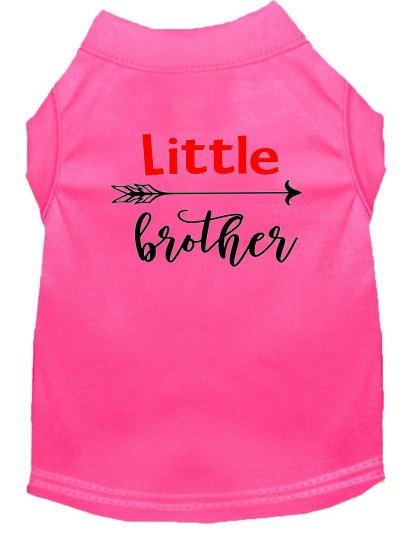 Little Brother Screen Print Dog Shirt Bright Pink Lg