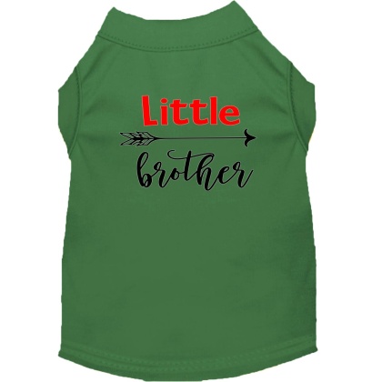 Little Brother Screen Print Dog Shirt Green Lg