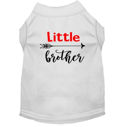 Little Brother Screen Print Dog Shirt White Lg