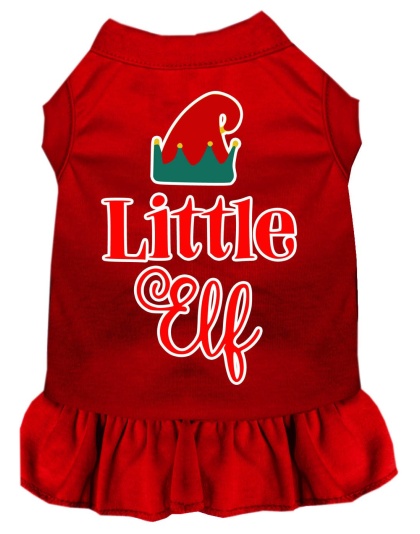 Little Elf Screen Print Dog Dress Red 4X