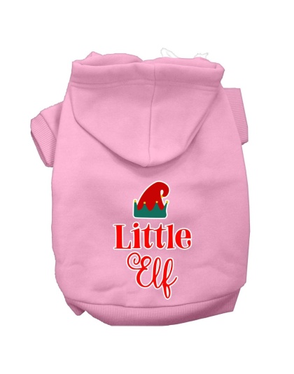 Little Elf Screen Print Dog Hoodie Light Pink L