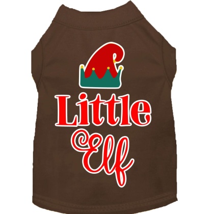 Little Elf Screen Print Dog Shirt Brown Lg