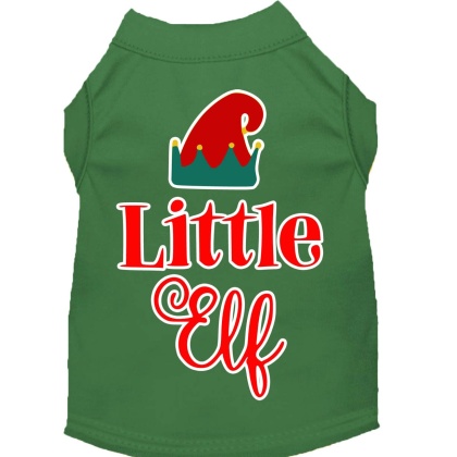 Little Elf Screen Print Dog Shirt Green Lg