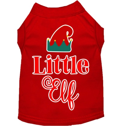 Little Elf Screen Print Dog Shirt Red Lg