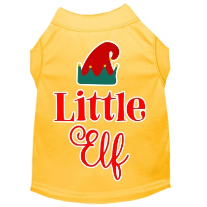 Little Elf Screen Print Dog Shirt Yellow Lg