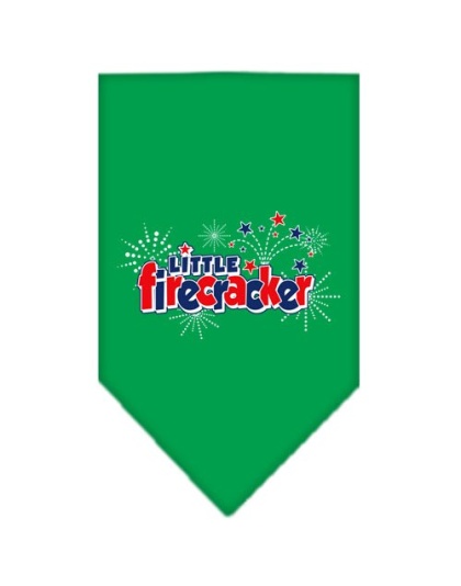 Little Firecracker Screen Print Bandana Emerald Green Large