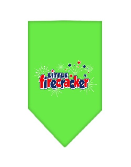 Little Firecracker Screen Print Bandana Lime Green Large