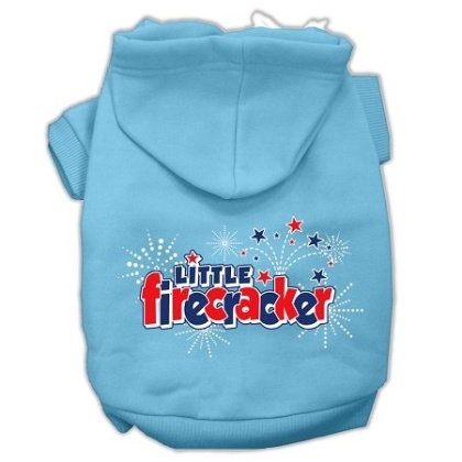 Little Firecracker Screen Print Pet Hoodies Baby Blue L