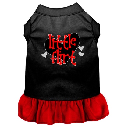 Little Flirt Screen Print Dog Dress Black with Red Lg