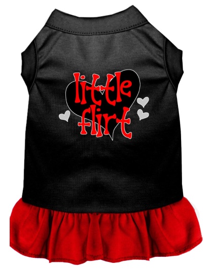 Little Flirt Screen Print Dog Dress Black with Red Lg