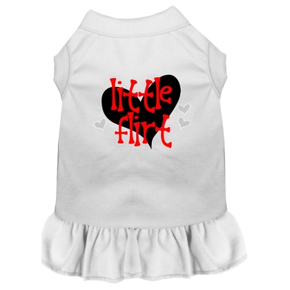 Little Flirt Screen Print Dog Dress White 4X