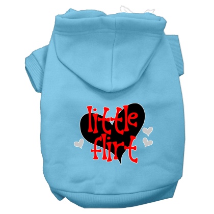 Little Flirt Screen Print Dog Hoodie Baby Blue L