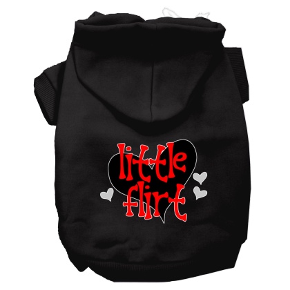 Little Flirt Screen Print Dog Hoodie Black L