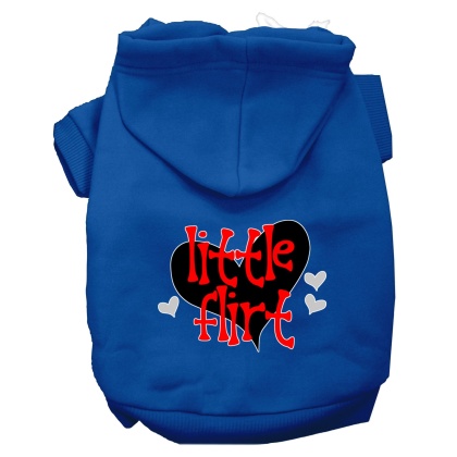 Little Flirt Screen Print Dog Hoodie Blue L