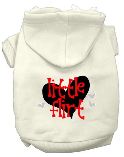 Little Flirt Screen Print Dog Hoodie Cream L