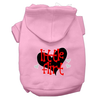 Little Flirt Screen Print Dog Hoodie Light Pink L