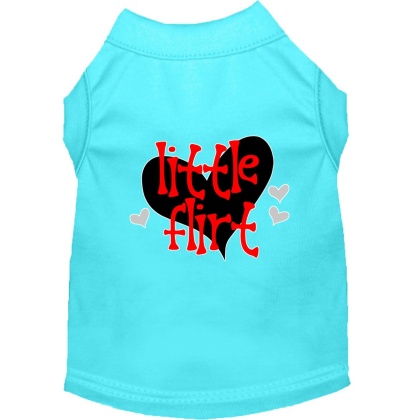 Little Flirt Screen Print Dog Shirt Aqua Lg