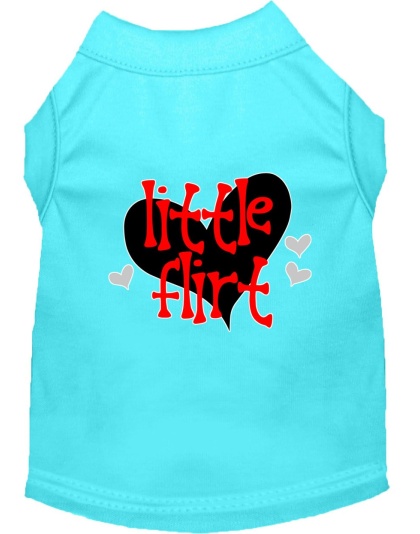 Little Flirt Screen Print Dog Shirt Aqua Lg