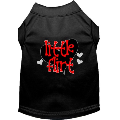 Little Flirt Screen Print Dog Shirt Black Lg