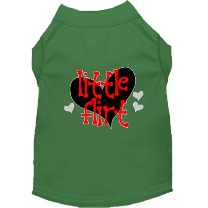 Little Flirt Screen Print Dog Shirt Green Lg