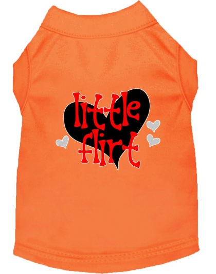 Little Flirt Screen Print Dog Shirt Orange Lg