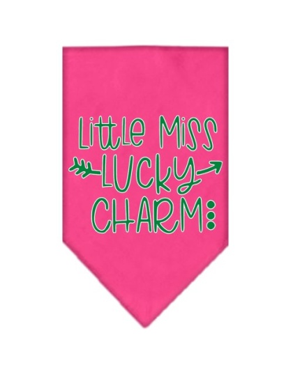 Little Miss Lucky Charm Screen Print Bandana Bright Pink Large