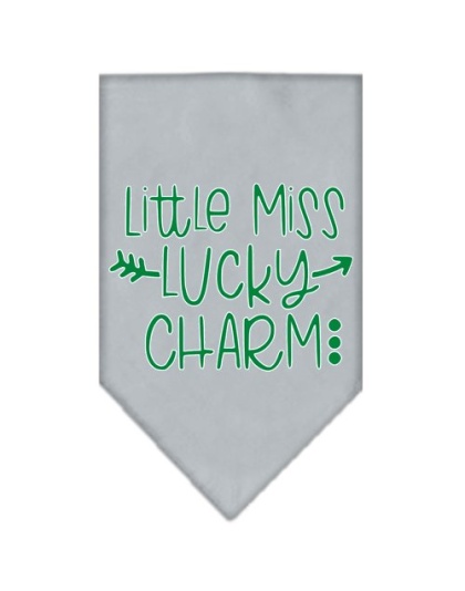 Little Miss Lucky Charm Screen Print Bandana Grey Large